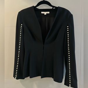 Jonathan Simkhai Black Top with Pearls along sleeves